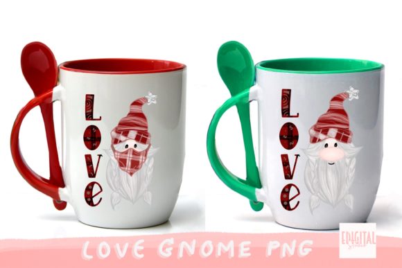 3 Red Buffalo Plaid Love Gnome Christmas and Print Templates