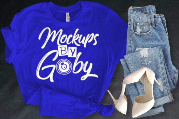 Blue Shirt Mock Ups, Black Background for T-Shirts