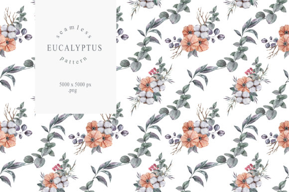 Christmas Eucalyptus Seamless Pattern and Patterns