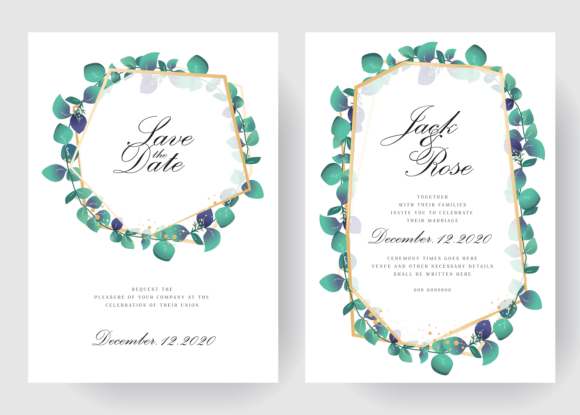 Eucalyptus Wedding Invitation Green Card Print Templates