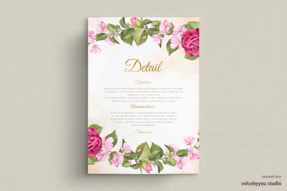 Floral Wedding Invitation Card Set and Print Templates