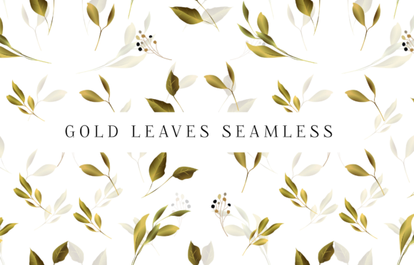 Golden Leaves Seamless Pattern and Graphic Templates