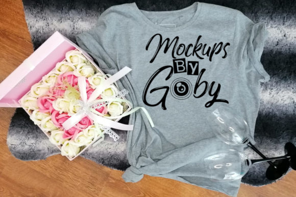 Gray T-shirt Mockups, Flower Box, for T-Shirts