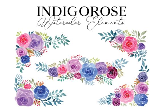 Indigo Rose Floral Element for Web Elements