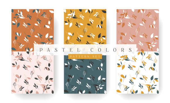 Leaves Seamless Pattern Pastel Colors for Print Templates