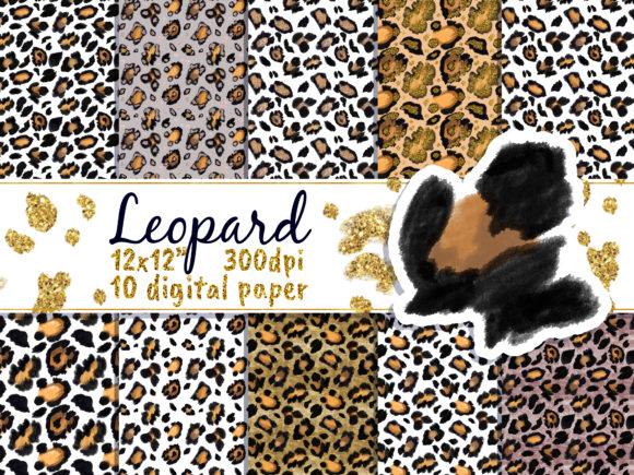 Leopard Gold Digital Paper Pack and Patterns