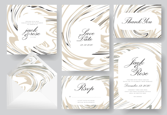 Marble Background Wedding Card & Print Templates