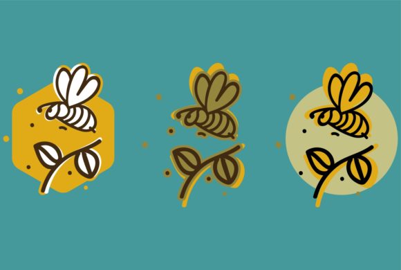 Minimal Flat Honey Bee Logo Design Idea and Logos