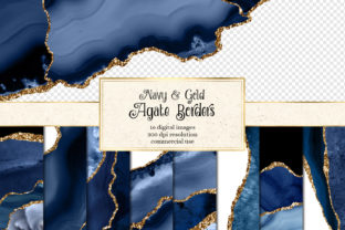 Navy and Gold Agate Borders Textures
