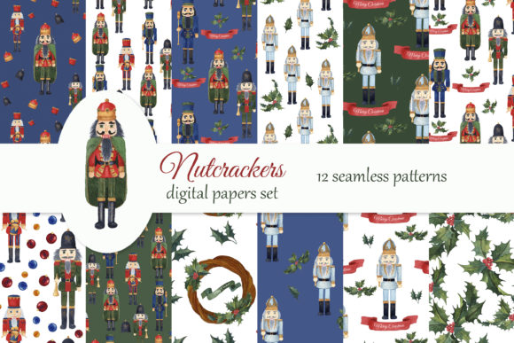 Nutcrackers Christmas Digital Paper Pack