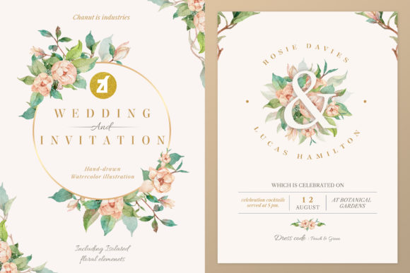 Old Rose Wedding Invitation Graphic and Print Templates