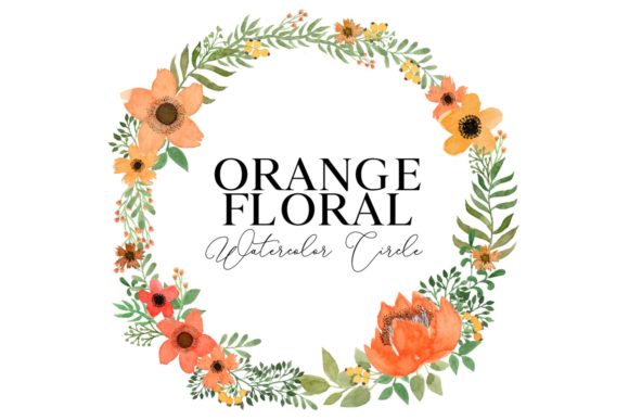 Orange Floral Circle Pattern Web Elements