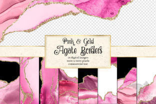 Pink and Gold Agate Borders Textures