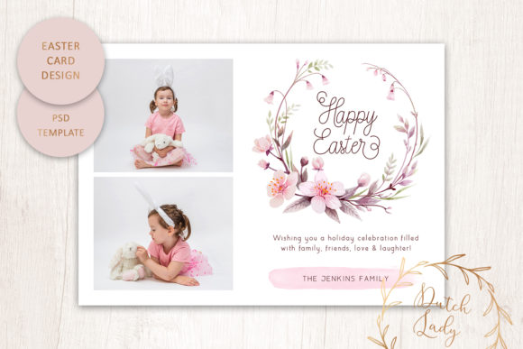 PSD Easter Photo Card Template 2 and Print Templates