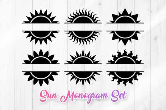 Sun Clipart Monogram SVG Set for Crafts