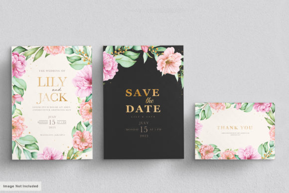 Wedding Card with Soft Cherry Blossom and Print Templates