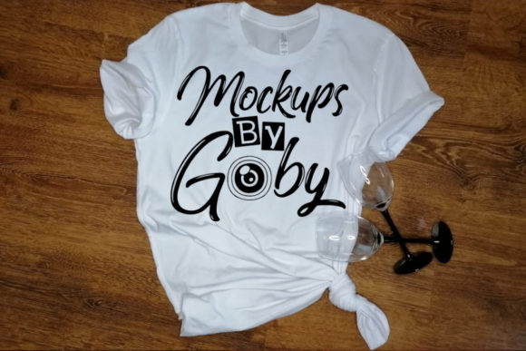 White T-Shirt Mockups, Glasses of Wine