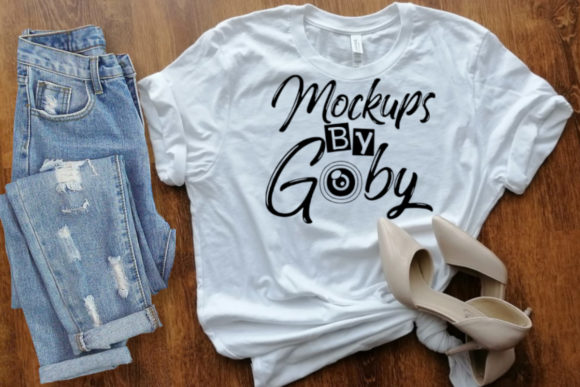 Women White T-shirt Mockups, Pink Heels